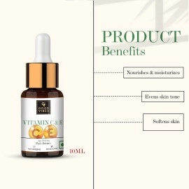 Good Vibes Vitamin C & E Age Defying Serum, 10 ml Light Weight Non Greasy Helps Reduces Wrinkles Skin Repair, Naturally Glowing Face No Parabens Sulphates, Animal Testing, Multi
