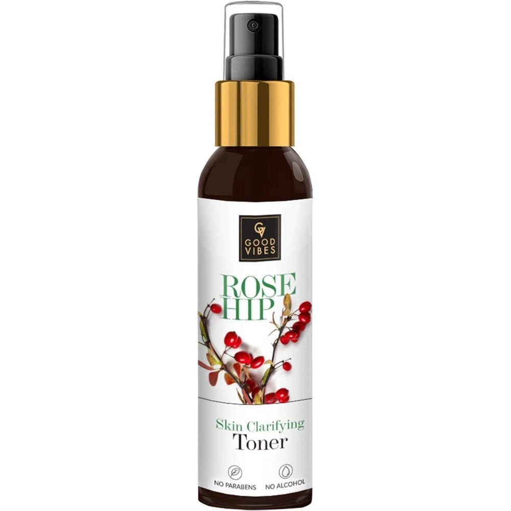 Good Vibes Rose Hip Skin Clarifying Toner - Green Tea, Coffee, Liquorice & Cucumber Extracts - Clarifying & Replenishing Formula - Cleanses and Tones Skin - For All Skin Types Parabens Free (120 ml)