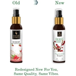 Good Vibes Rose Hip Skin Clarifying Toner - Green Tea, Coffee, Liquorice & Cucumber Extracts - Clarifying & Replenishing Formula - Cleanses and Tones Skin - For All Skin Types Parabens Free (120 ml)
