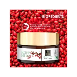 Good Vibes Rosehip Moisture-Rich Face Cream, 50 g Skin Moisturizing Hydrating Light Weight Formula, Soothes & Exfoliates Skin, Natural, No Parabens & Sulphates, No Animal Testing