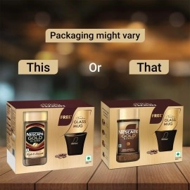 Nescafe Gold Blend Instant Coffee Powder - Glass Jar (Limited Edition Pack,Arabica and Robusta beans) Jar, 100g With Free Glass Mug