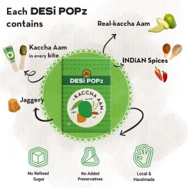 GO DESi Popz Kaccha Aam (40 Pieces) | Aam Candy | Fruit Snacks | Sour Candies | Lollipop | Raw Mango Candy