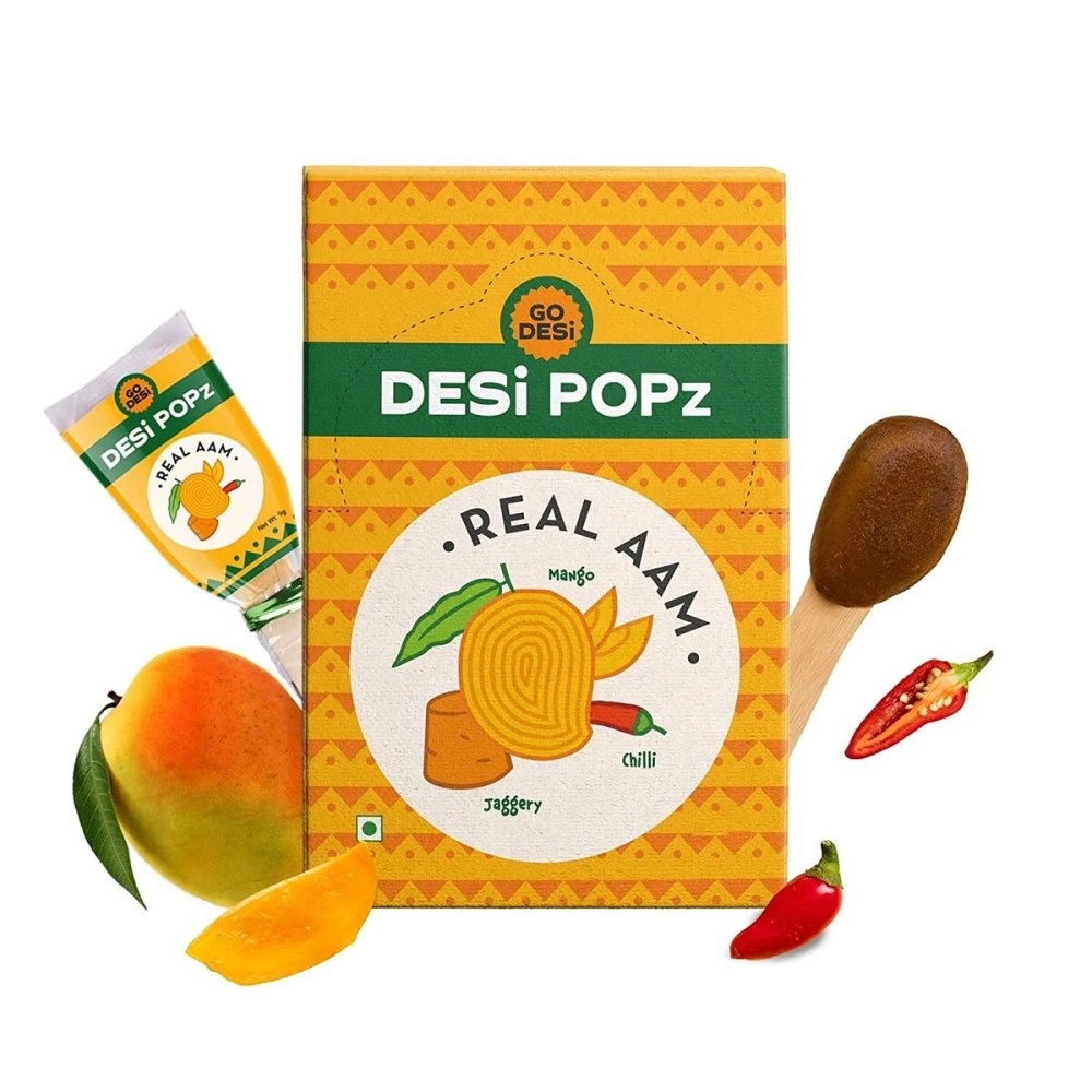 GO DESi Popz Real Aam (40 Pieces) | Aam Candy | Fruit Snacks | Lollipop | Fruit Candy | Lollipop for Kids