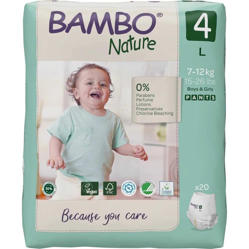 Bambo Nature Premium Training Pants, Pull Ups, Eco-Labelled Potty Training Pants, Size 4 / L, 5x 20PK