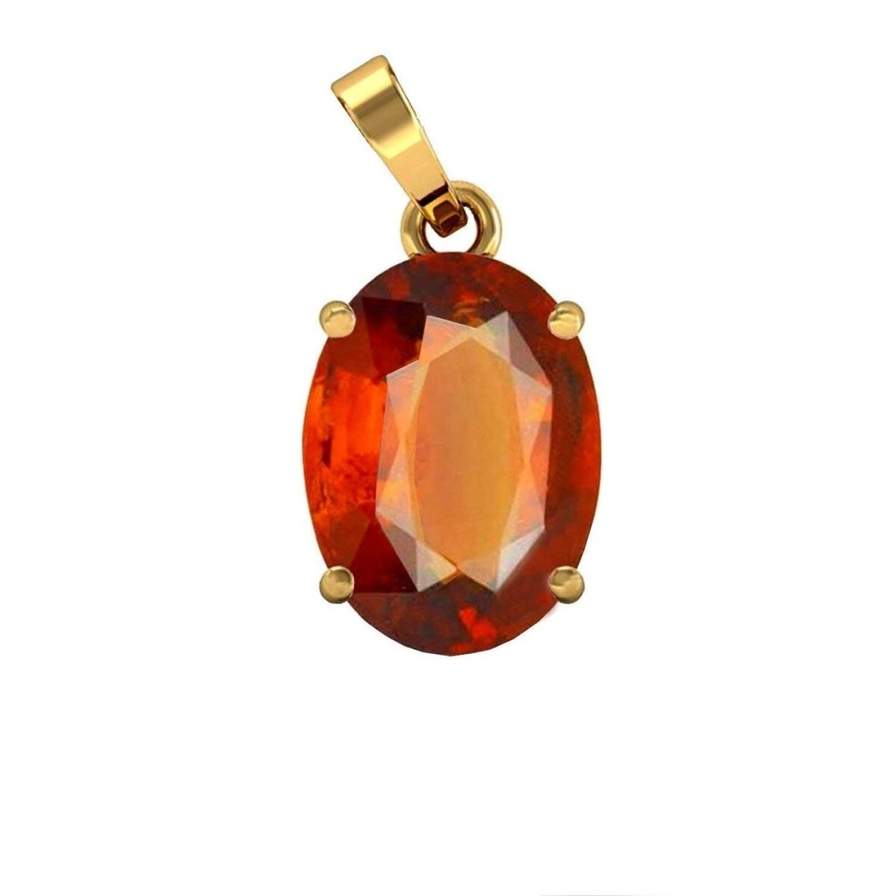 Sidharth Gems Certified Unheated Untreatet 7.25 Ratti 6.55 Carat A+ Quality Natural Hessonite Garnet Gomed Pendant for Women\'s and Men\'s