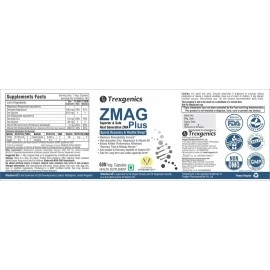 Trexgenics ZMAG PLUS Next Generation Sports Recovery, Restful Sleep complex with Bioactive Zinc & Magnesium Bisglycinate, Active B6 P5P & Vit. D3 Advanced, Bioavailable & Safe (60 Veg Capsules)