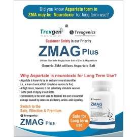 Trexgenics ZMAG PLUS Bioactive Zinc & Magnesium Bisglycinate,Pyridoxal-5-phoshate & D3 Next Generation,Superior,Bioavailable Sports Recovery,Performance & Restful Sleep(60x2 Pack=120 Veg. Capsules)