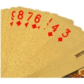 Toyshine Gold Plated Poker Playing Cards, Classic PVC Poker Table Cards - Gold