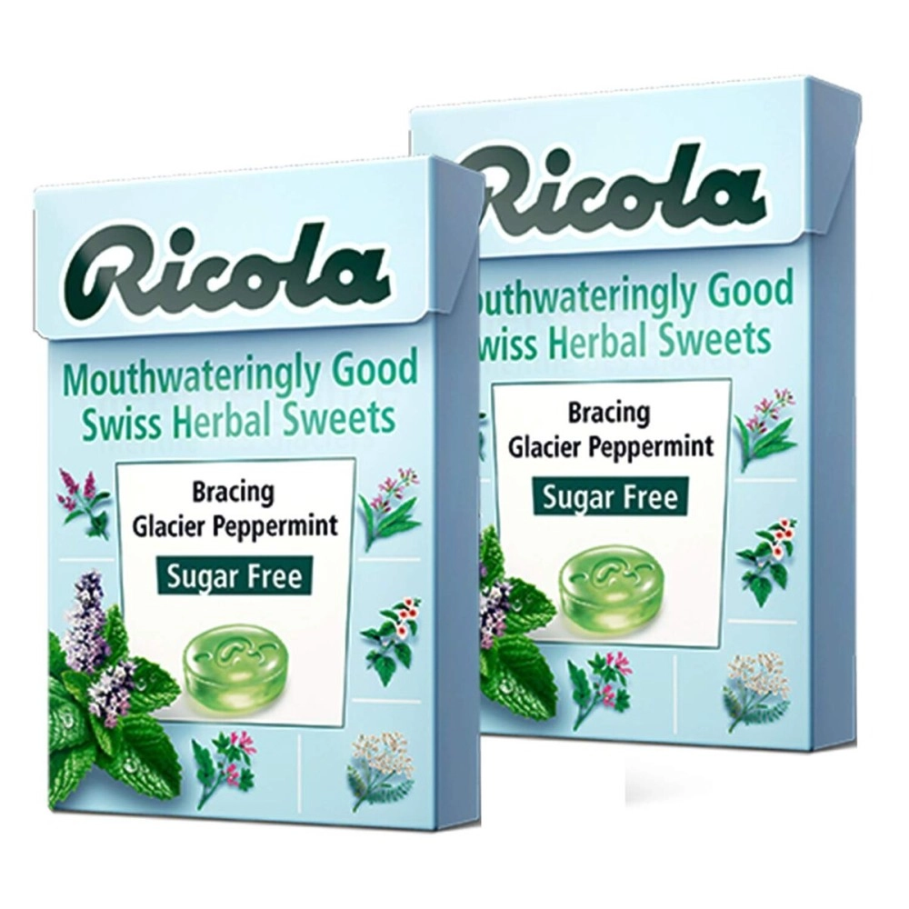 Ricola Bracing Glacier Peppermint Pack of 2 Pouch, 2 x 45 g