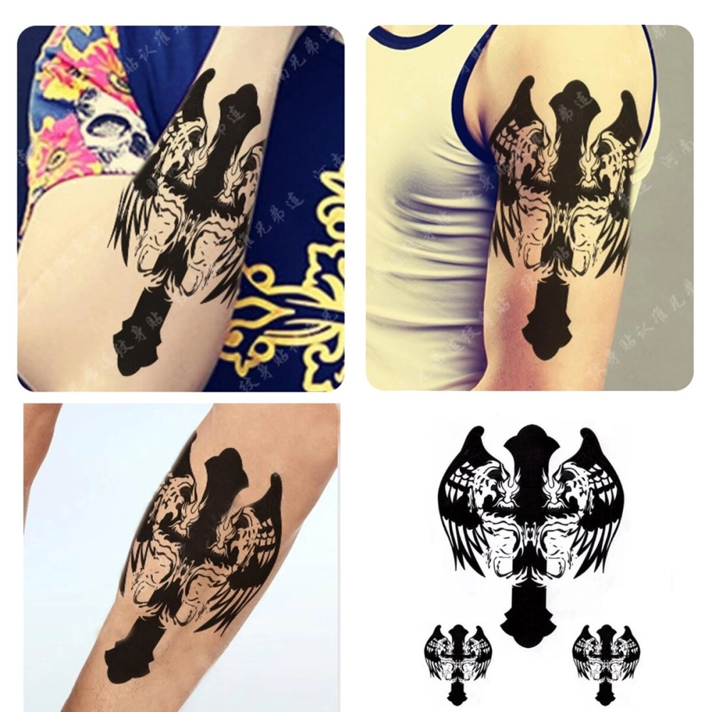 S.A.V.I 3D Temporary Tattoo Black Totem Cross Dragon Design Size 19x12CM - 1PC, Black, 10 g