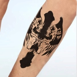 S.A.V.I 3D Temporary Tattoo Black Totem Cross Dragon Design Size 19x12CM - 1PC, Black, 10 g