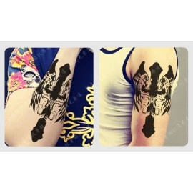 S.A.V.I 3D Temporary Tattoo Black Totem Cross Dragon Design Size 19x12CM - 1PC, Black, 10 g