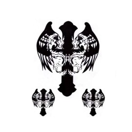 S.A.V.I 3D Temporary Tattoo Black Totem Cross Dragon Design Size 19x12CM - 1PC, Black, 10 g