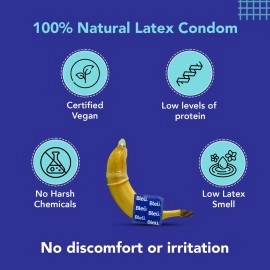 Bleu Vegan Super Ultra Thin Condoms for men pack of 1, With Natural Latex For Extra Sensitive Skin, Masked Latex Smell, Reduced Itch and Irritation Free of Paraben, Suspicious Chemicals (8 Count)