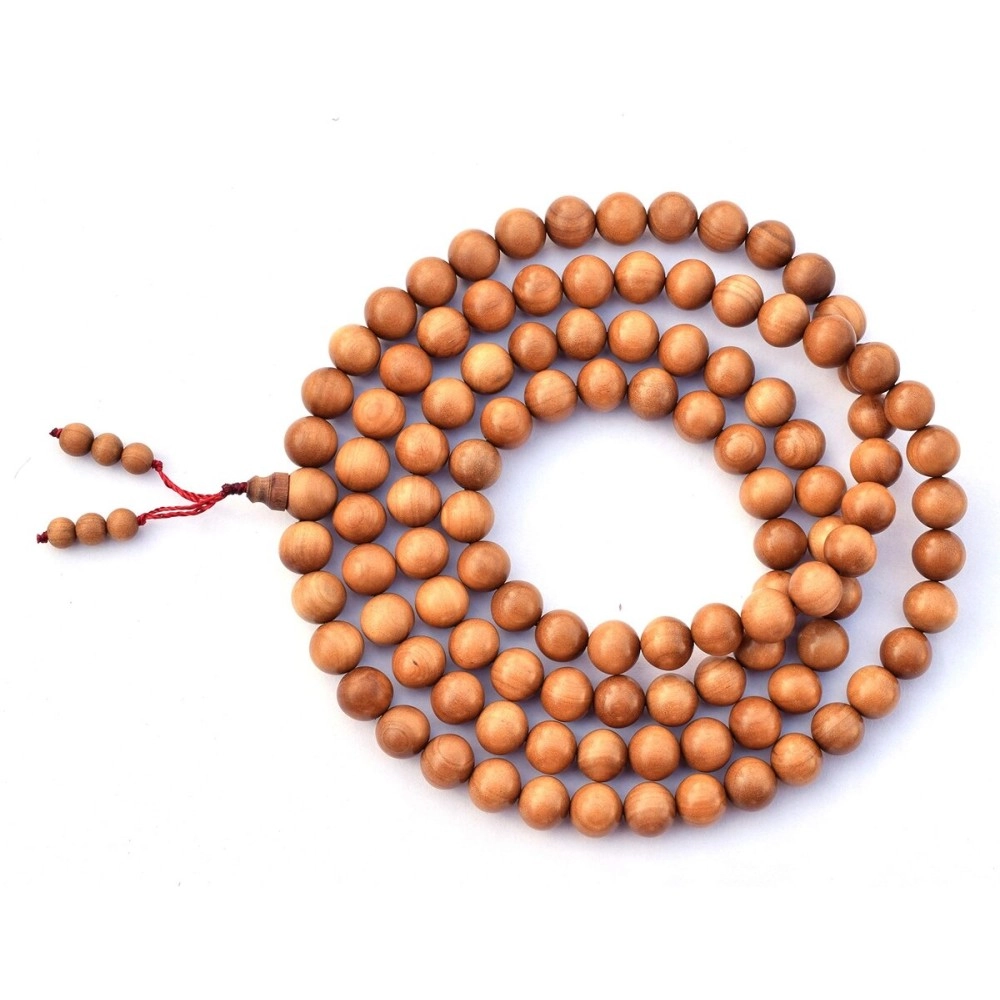 RDK Handcrafted Original Fragrant Sandalwood Mala Rosary Chandan Jaapmala with Tassel Wooden Knotted Japa Maala for Meditation Pooja Chanting Wearing Jewelry 108 Prayer Beads