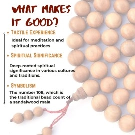 RDK Handcrafted Original Fragrant Sandalwood Mala Rosary Chandan Jaapmala with Tassel Wooden Knotted Japa Maala for Meditation Pooja Chanting Wearing Jewelry 108 Prayer Beads