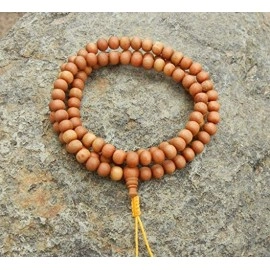 RDK Handcrafted Original Fragrant Sandalwood Mala Rosary Chandan Jaapmala with Tassel Wooden Knotted Japa Maala for Meditation Pooja Chanting Wearing Jewelry 108 Prayer Beads