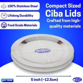 Sharda Metals Stainless Steel Heavy Gauge Ciba Lids, Coasters for Cups, Mugs, Glasses, Tumblers, bowls and katori, Food Grade & BPA-free Covers - 5 Inch, Set of 6
