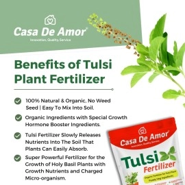 Casa De Amor Organic Tulsi Essential Plant Fertilizer Holy Bisil Plants with Growth Nutrients and Charged Micro-organism for Tulsi Plant in Balcony, Terrace & Home Gardening, 900 gm