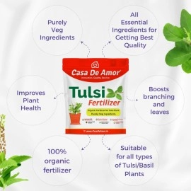 Casa De Amor Organic Tulsi Essential Plant Fertilizer Holy Bisil Plants with Growth Nutrients and Charged Micro-organism for Tulsi Plant in Balcony, Terrace & Home Gardening, 900 gm