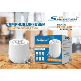 SHIVANSH TECHNOLOGY Plastic Multipurpose Essential Electric Camphor Aroma Oil Diffuser For Home Fragrance With Night Lamp&Natural Air Purifier (Warm White&Blue Light-Each 1 Piece)