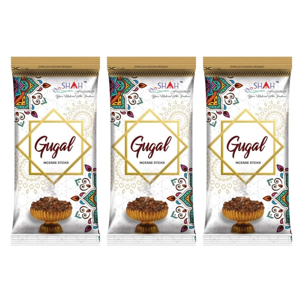 Shah Fragrances Gugal Zipper Incense Sticks (Pack of 3*140 Grams)