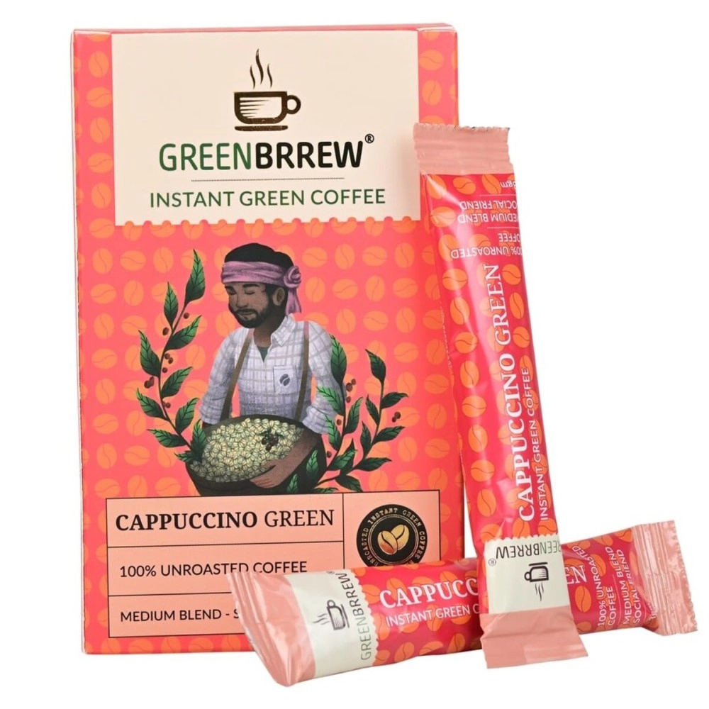 Greenbrrew Cappuccino Green | 100% Unroasted Coffee | Medium Blend | Social Friend | 20 Servings | 60g