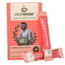 Greenbrrew Cappuccino Green | 100% Unroasted Coffee | Medium Blend | Social Friend | 20 Servings | 60g