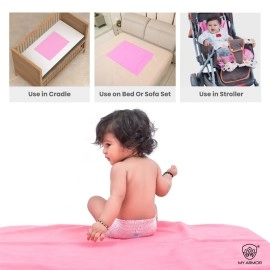 MY ARMOR Baby Bed Protector Waterproof Dry Sheets for Newborn Baby with, Small Size 50x70 cm, Pack of 2, Baby Pink