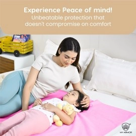 MY ARMOR Baby Bed Protector Waterproof Dry Sheets for Newborn Baby with, Small Size 50x70 cm, Pack of 2, Baby Pink