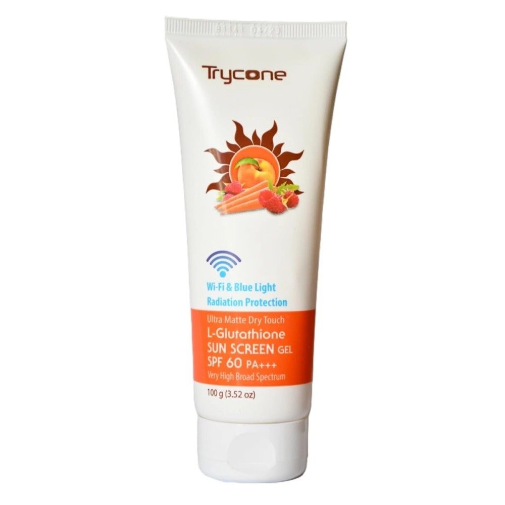 Trycone Ultra Matte Dry Touch L- Glutathione Sunscreen Gel, SPF 60 PA+++ With Wi-Fi & Blue Light Radiation Protection, 100 Gm