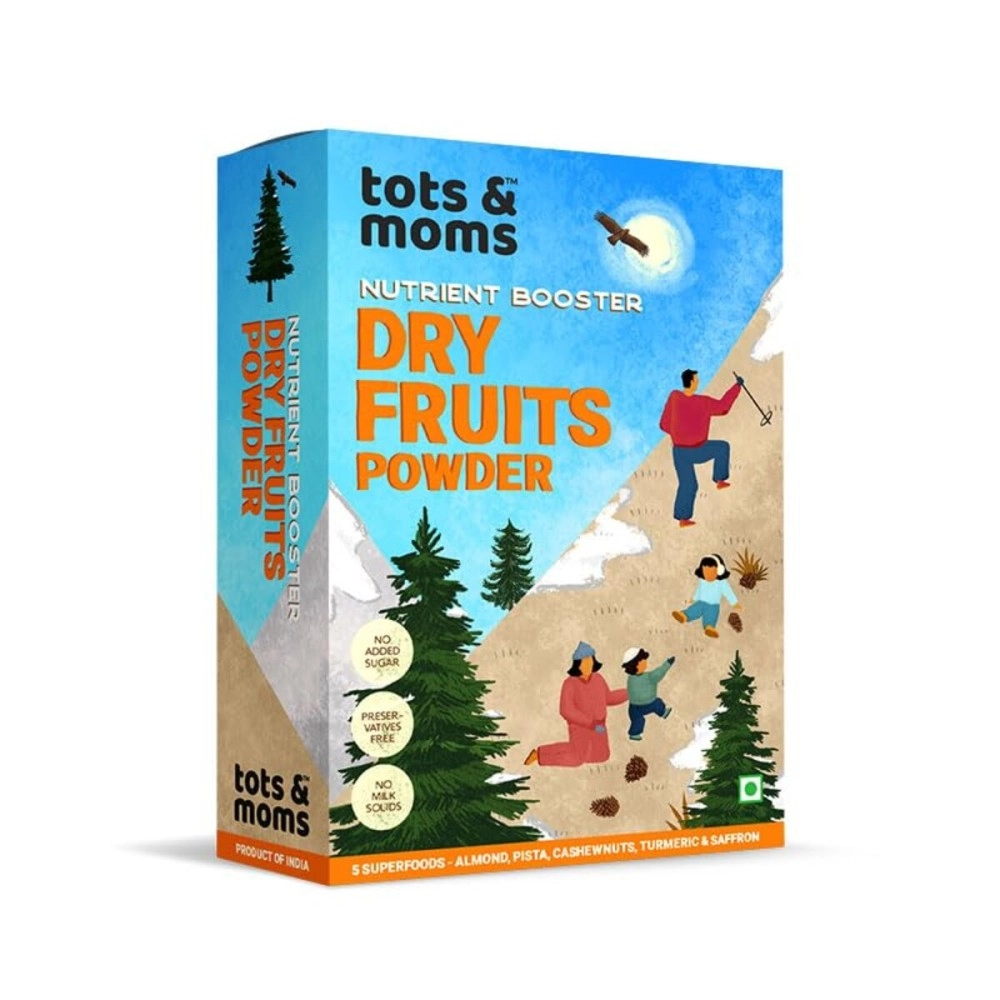 TOTS AND MOMS 100% Dry Fruits Powder For Kids With No Added Junk | 35% Almonds, 35% Cashews, 28% Pista, Saffron & Nutmeg | 100G
