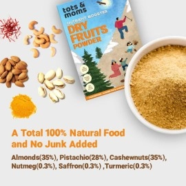 TOTS AND MOMS 100% Dry Fruits Powder For Kids With No Added Junk | 35% Almonds, 35% Cashews, 28% Pista, Saffron & Nutmeg | 100G