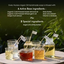 Nyassa Argan Oil Handmade Soap with natural ingredients like pure Moroccan Argan oil known as the miracle oil, Shea butter and pine essential oil. Deeply nourishing. No Paraben, Cruelty Free (150gm)