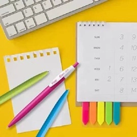 FLAIR Ezee Click 0.7 to 1 mm Ball Pen Jar Pack | Retractable Mechanism With Comfortable Grip For Smooth Writing | Different Playful Body Colors | Blue Ink, Pack of 25 Pens