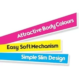 FLAIR Ezee Click 0.7 to 1 mm Ball Pen Jar Pack | Retractable Mechanism With Comfortable Grip For Smooth Writing | Different Playful Body Colors | Blue Ink, Pack of 25 Pens