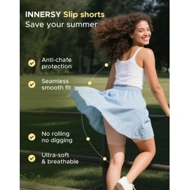 INNERSY Women\'s Slip Shorts for Under Dresses High Waisted Summer Shorts 3-Pack(Black Nude White,Medium)