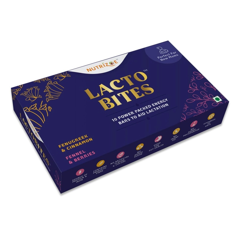 Nutrizoe Lactobites - Lactation Supplement for Breastfeeding with Methi, Moringa, Shatavari, Natural Breast Milk Booster Bars 450g (10 Bars)