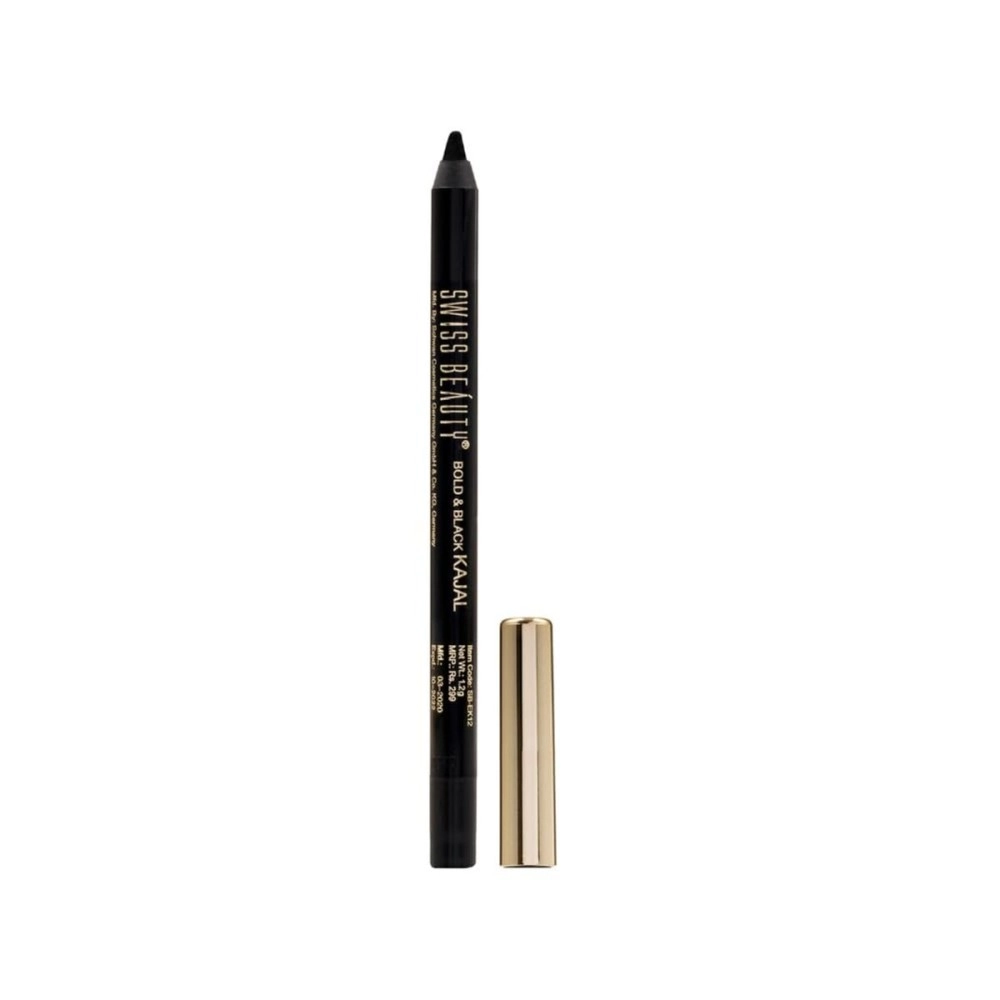 SWISS BEAUTY 24 Hours Bold and Smudge Proof Non Transfer Anthropologically Tested Kajal, Jet Black,1.2g