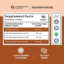 Carbamide Forte Salmon Fish Oil Omega 3 Capsule 1000 mg - 90 Softgel Capsules