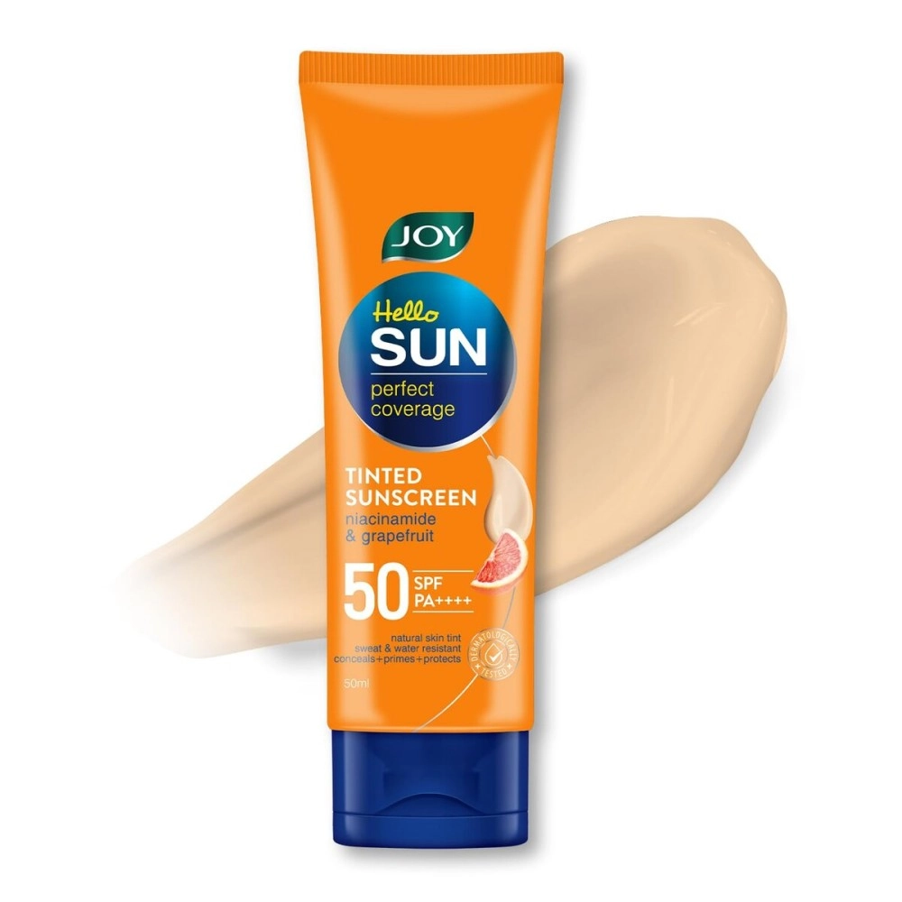 Joy Tinted Sunscreen SPF 50 With Natural Tone Tint (50ml) | Mattifying, Water Resistant & Easy Blending Cream for Sun Protection | Broad Spectrum Sunscreen For Men & Women
