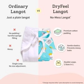 SuperBottoms Dry Feel Langot - Pack of 3-Organic cotton padded langot/nappy with gentle elastics & a SuperDryFeel Layer on top (printed, Size 2)