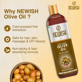 Newish Pure Cold Pressed Olive Oil For Hair and Skin, 200ml
