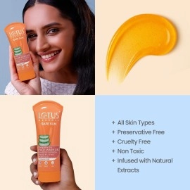 Lotus Herbals Safe Sun DeTAN After-Sun Face Wash Gel | Papaya & Aloe Vera |Preservative free, enriched with natural actives| All Skin Types | 100g