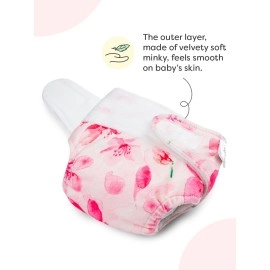 SuperBottoms Newborn UNO - Washable & reusable cloth diaper + 1 Organic Cotton Dry Feel Pad (2.5kg- 7kg Babies) (Cherry Blossom)