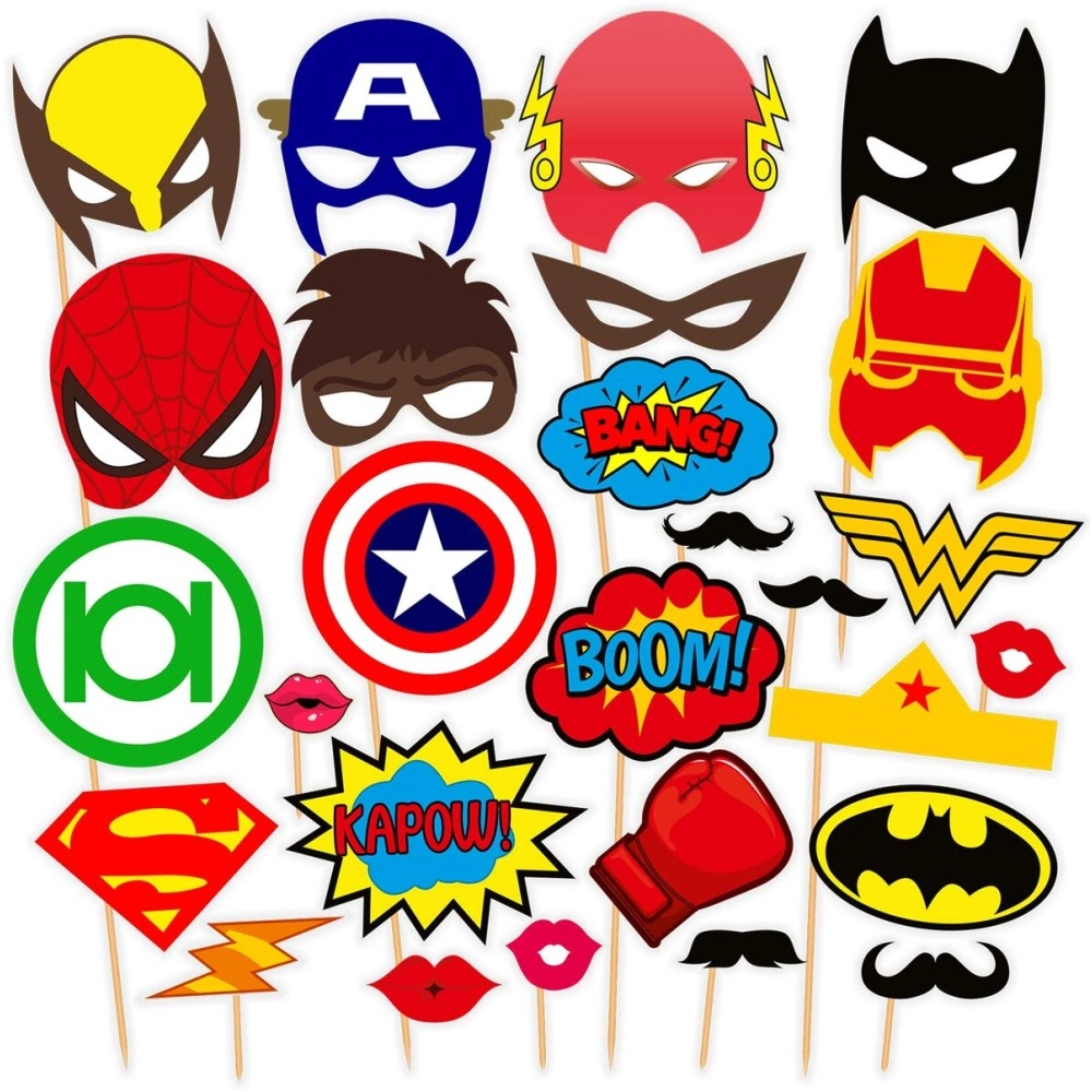 SYGA 19 Pieces Super Heros Masks Cartoon Party Supplies Favors for Kids