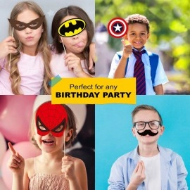 SYGA 19 Pieces Super Heros Masks Cartoon Party Supplies Favors for Kids