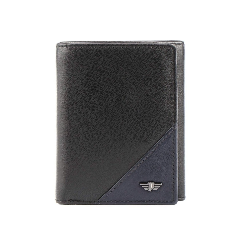 Police Groix Men\'s Leather Tri-Fold Wallet - Black