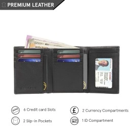 Police Groix Men\'s Leather Tri-Fold Wallet - Black