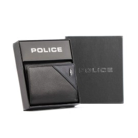 Police Groix Men\'s Leather Tri-Fold Wallet - Black